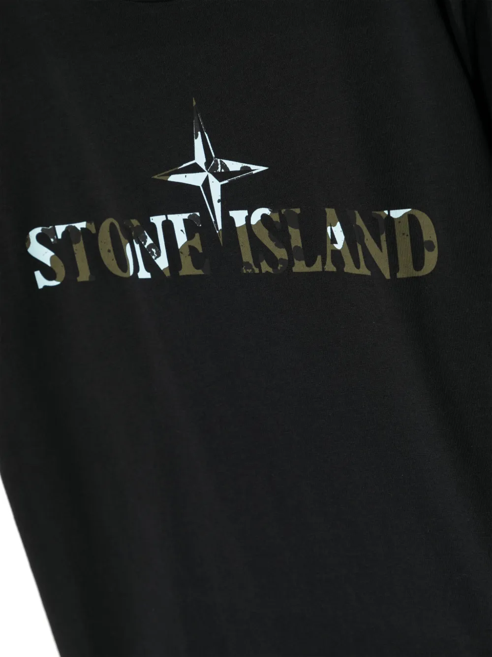 Shop Stone Island Junior Camouflage Logo-print T-shirt In Black