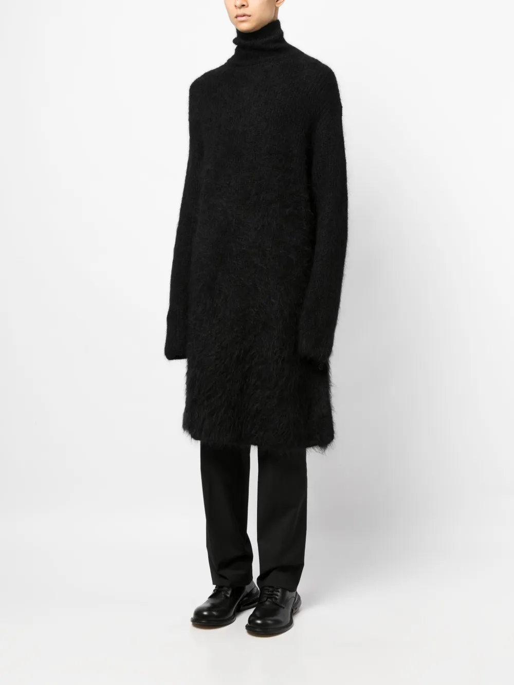 Shop Yohji Yamamoto High-neck Long-length Jumper In Black