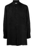 Yohji Yamamoto band-collar longline shirt - Black