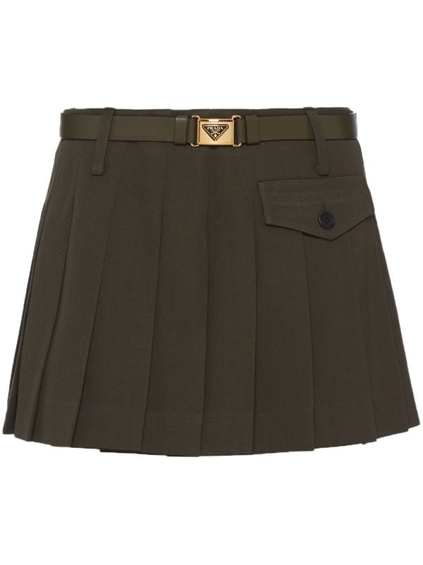 Prada Pleated Wool Mini Skirt - Farfetch