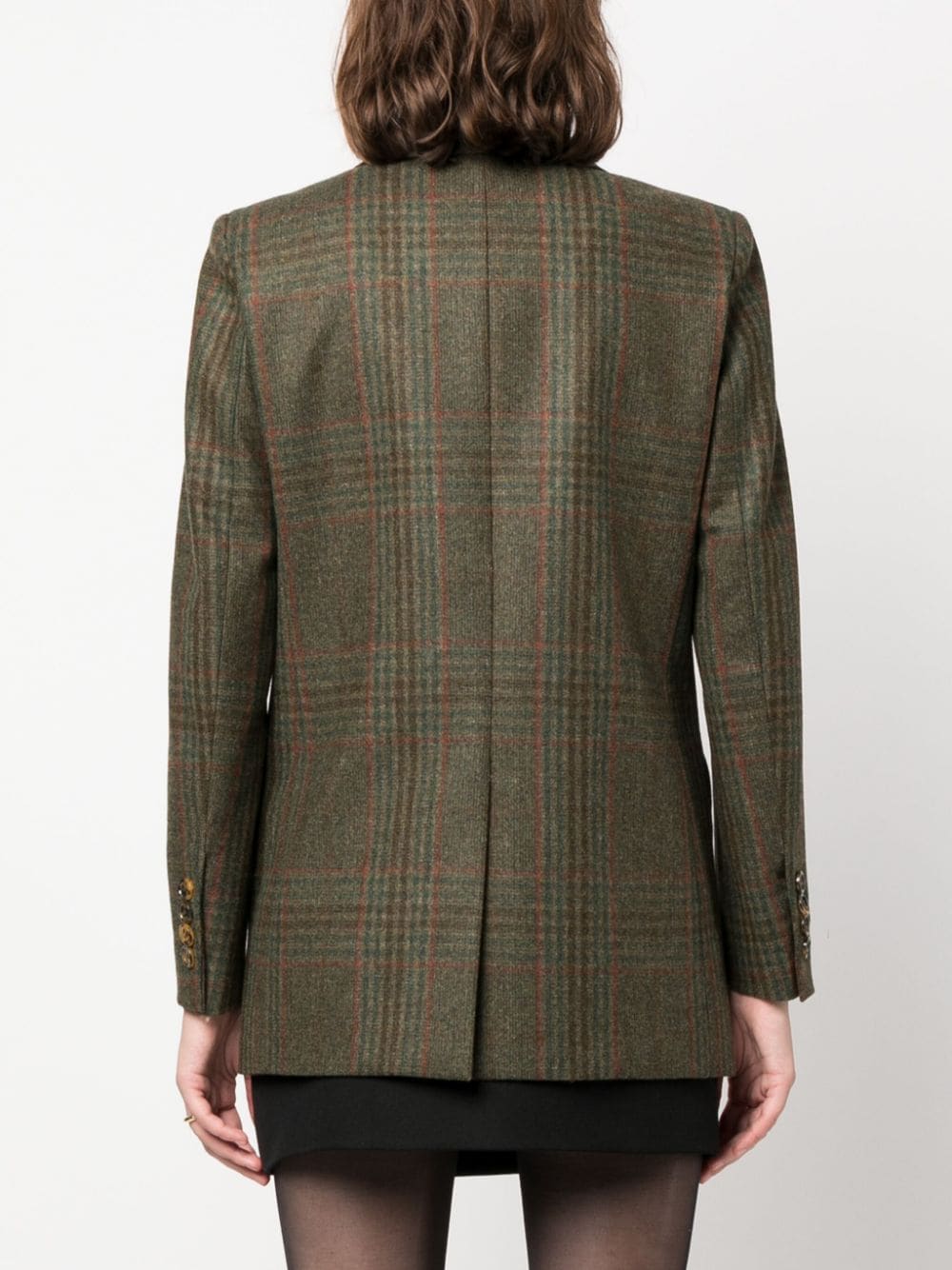 Shop Blazé Milano Plaid Double-breasted Blazer In Green