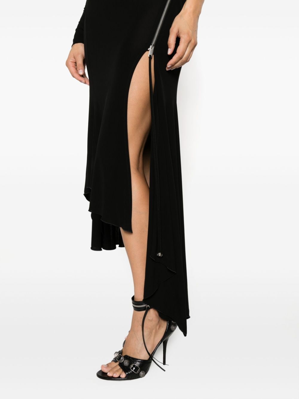 Shop Blumarine Single-sleeve Asymmetric Dress In Black