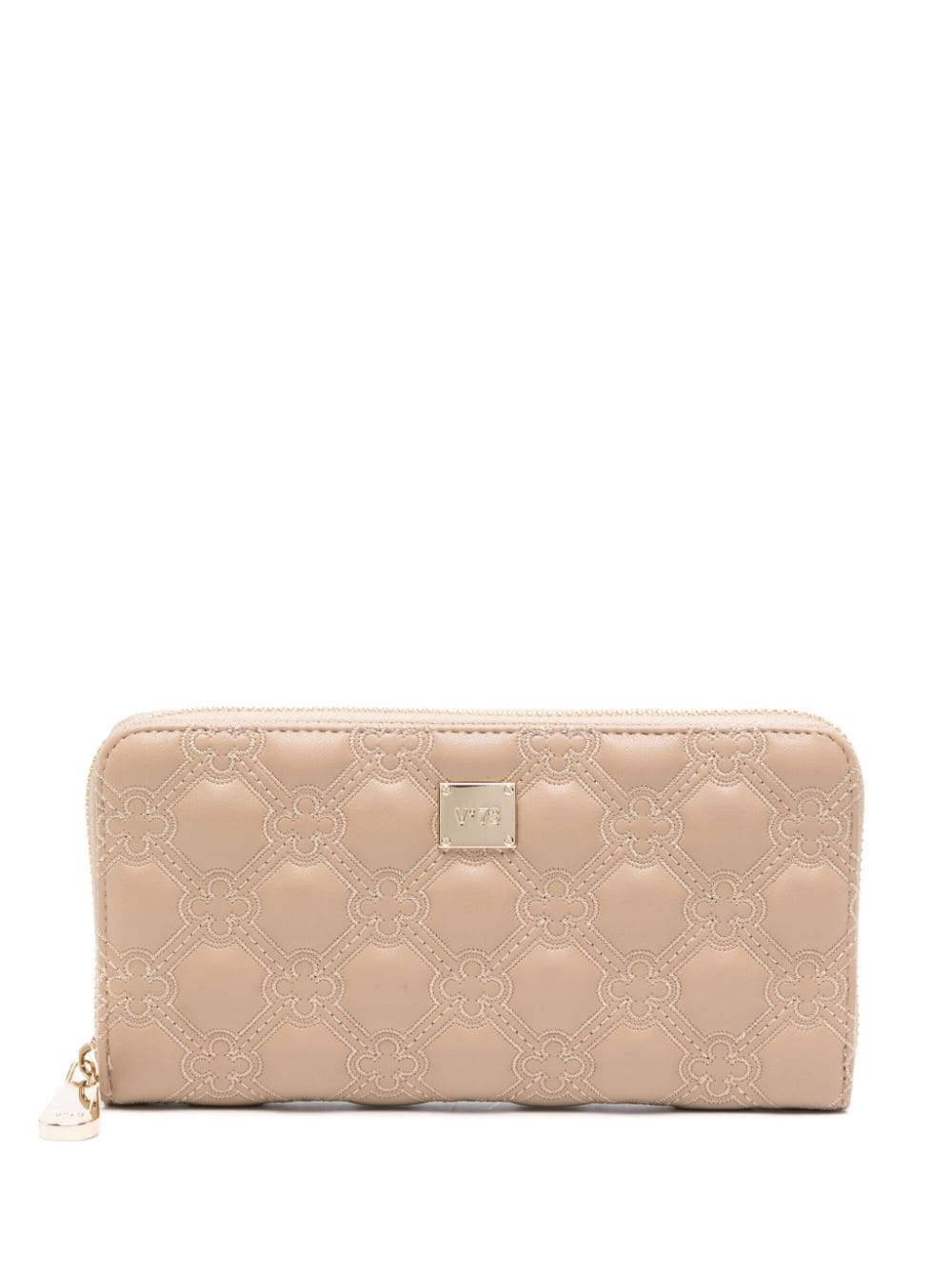 COMPACT ZIPPED WALLET IN GRAINED CALFSKIN - NUDE