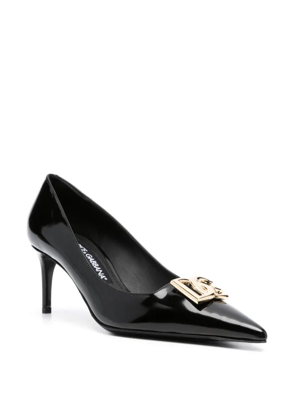 Dolce & Gabbana BLACK LEATHER PUMPS レザー パンプス ロゴ Dolce & Gabbana ロゴ レザーパンプス | ブラック | FARFETCH JP