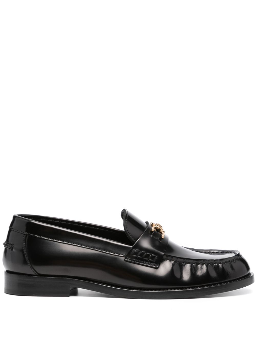 Shop Versace Medusa '95 Leather Loafers In Schwarz