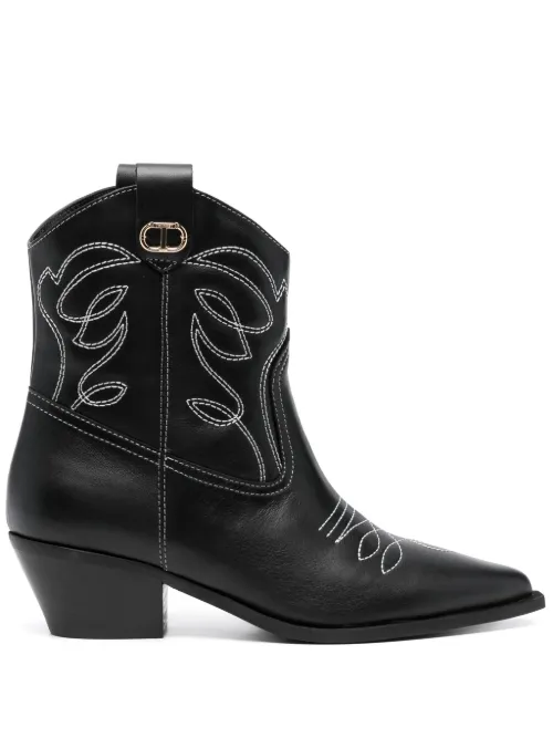 Bottines Texas 50 mm en cuir - TWINSET - Modalova