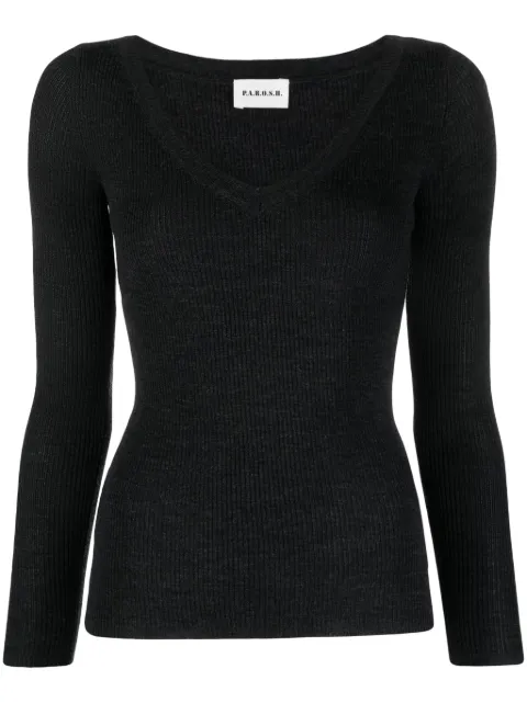 P.A.R.O.S.H. V-neck ribbed wool jumper