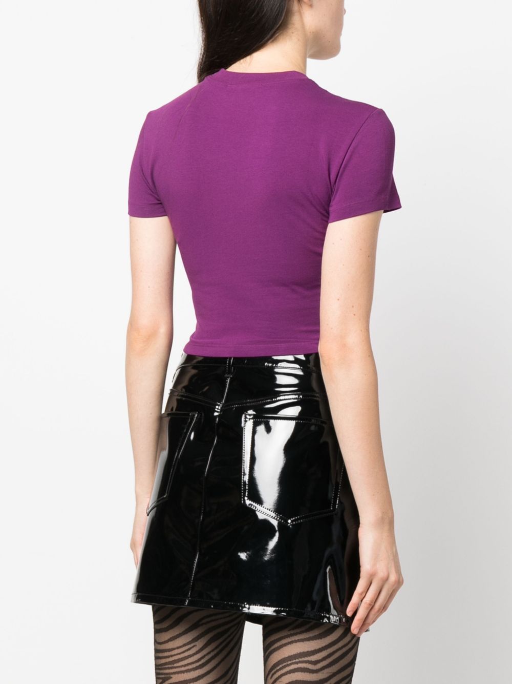 Shop Versace Jeans Couture Logo-print Cropped T-shirt In Purple