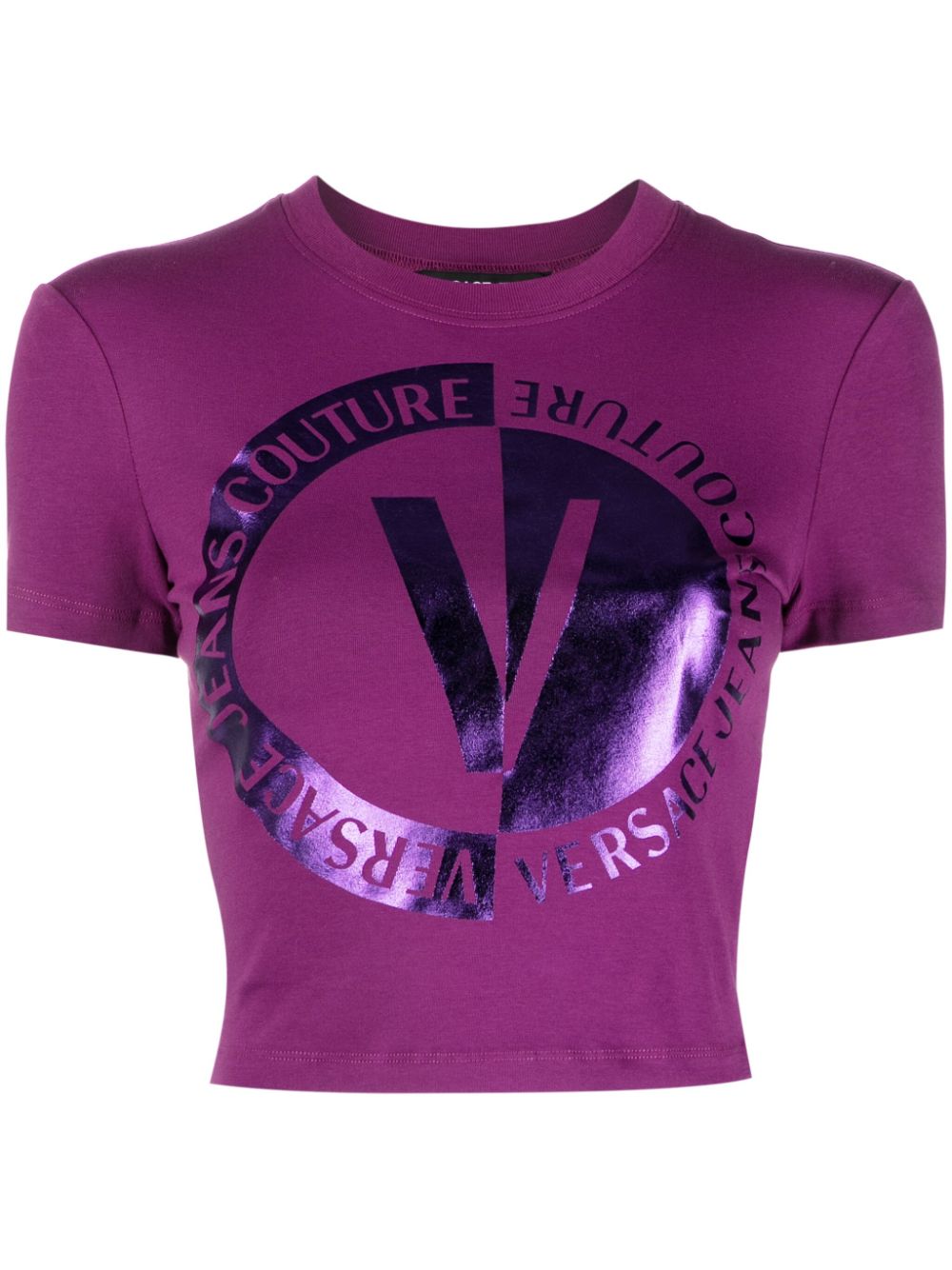 Image 1 of Versace Jeans Couture logo-print cropped T-shirt