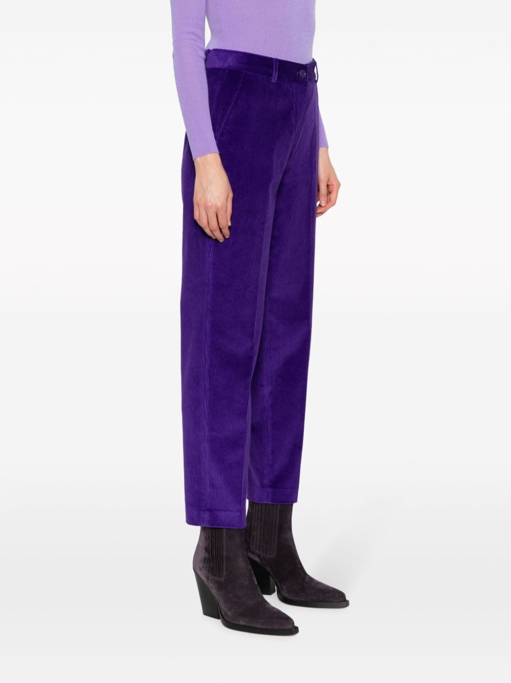 Shop P.a.r.o.s.h Tapered Stretch-cotton Corduroy Trousers In Purple