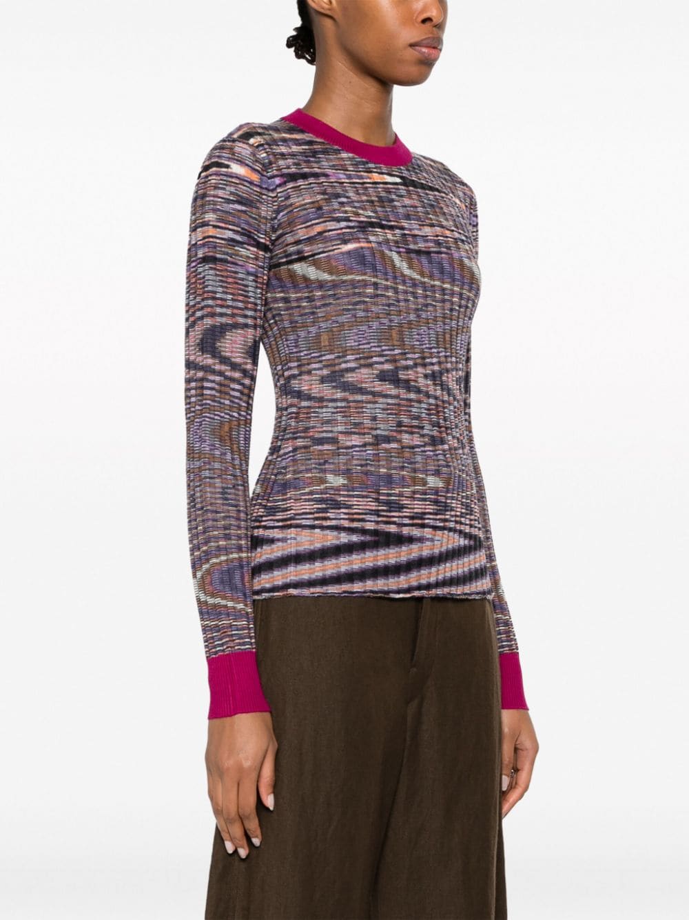 Shop Missoni Abstract-pattern Cashmere-blend Jumper In Purple