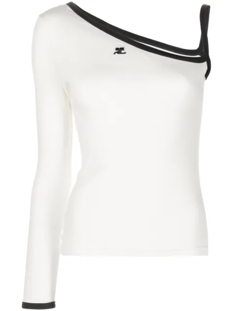 Courrèges top con logo bordado y hombro descubierto