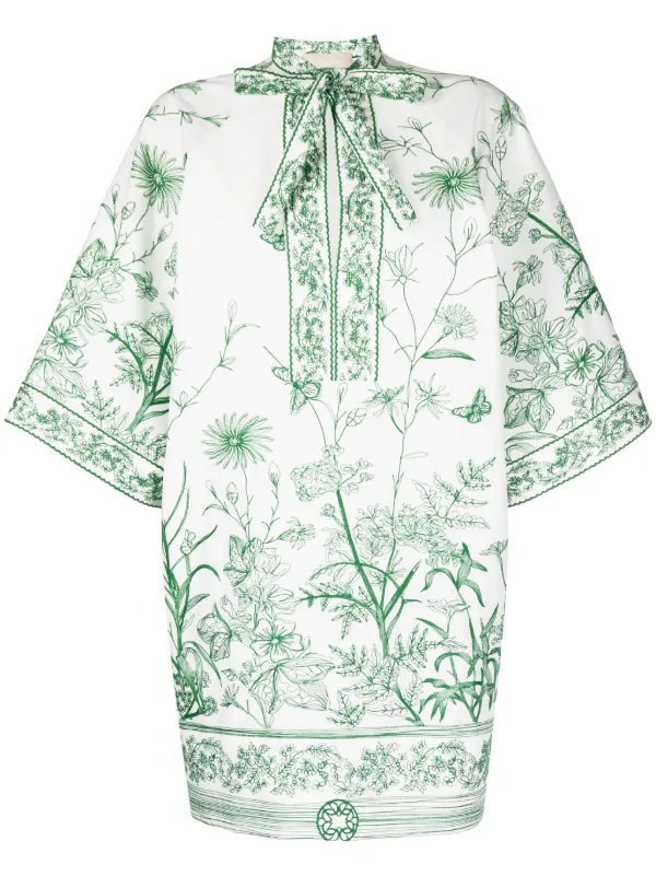 Elie Saab Embroidered Half-sleeves Dress in White