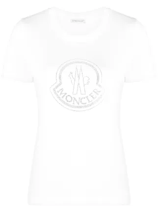 【MONCLER】Pearl-Embroideredロゴ・コットンTシャツ Moncler logo-embellished Cotton T-shirt | White | FARFETCH