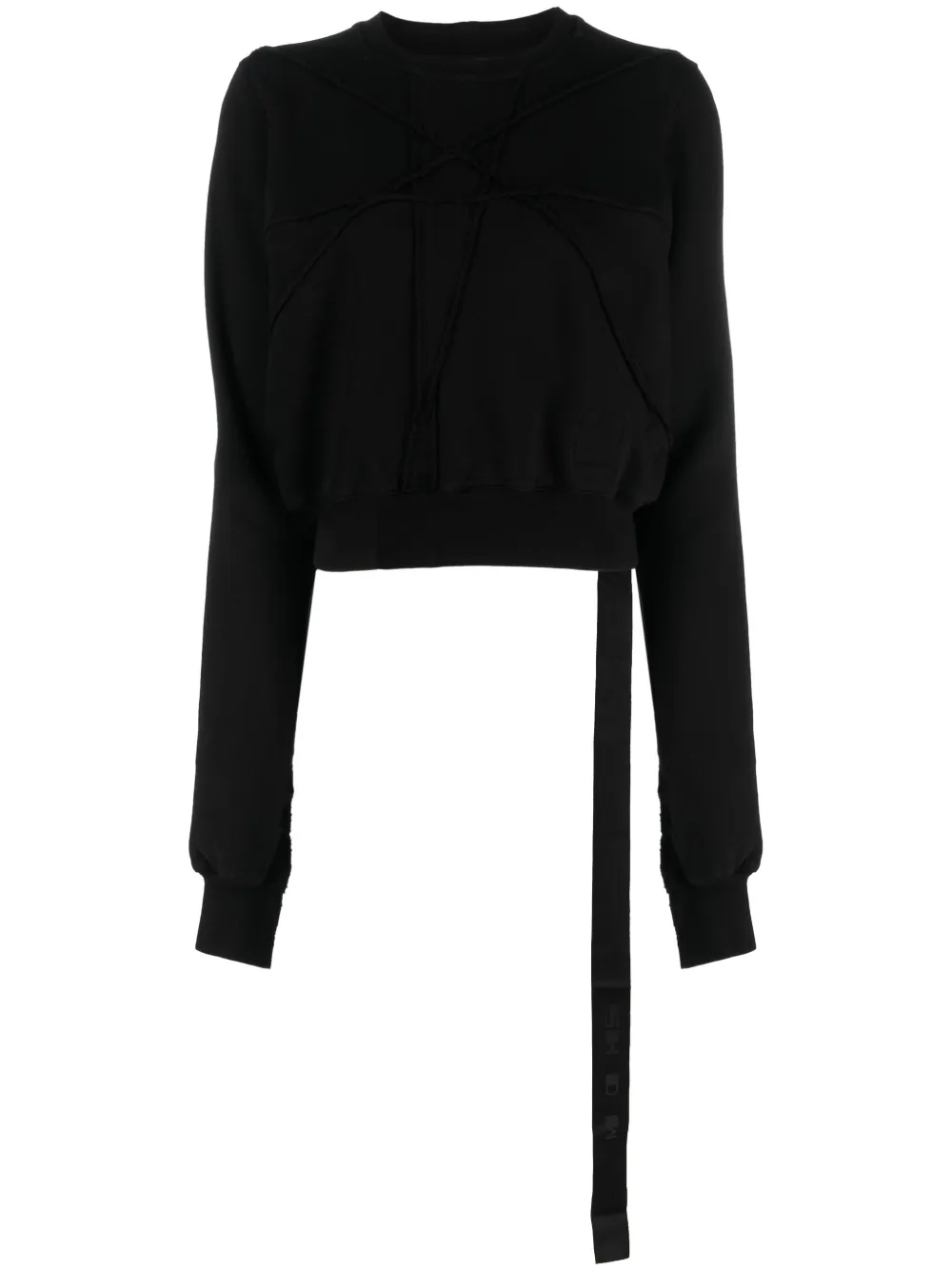 Rick Owens DRKSHDW decorative-stitching organic cotton cropped sweatshirt – Black