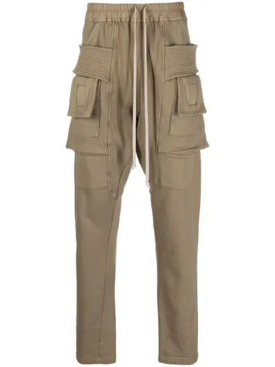 Rick Owens DRKSHDW Creatch cotton jersey cargo pants green | MODES