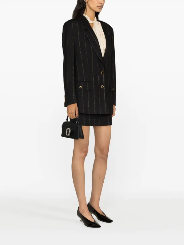 Alessandra Rich Striped single-breasted Blazer | Black