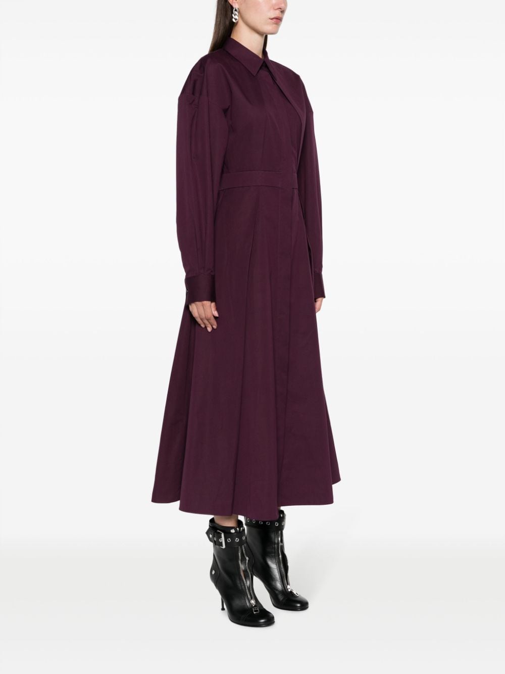 Shop Alexander Mcqueen Long-sleeve Cotton Midi Dress In Violett