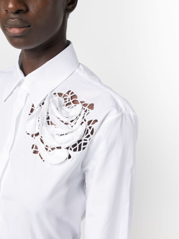 Ermanno Scervino rose-appliqué Cotton Shirt - Farfetch