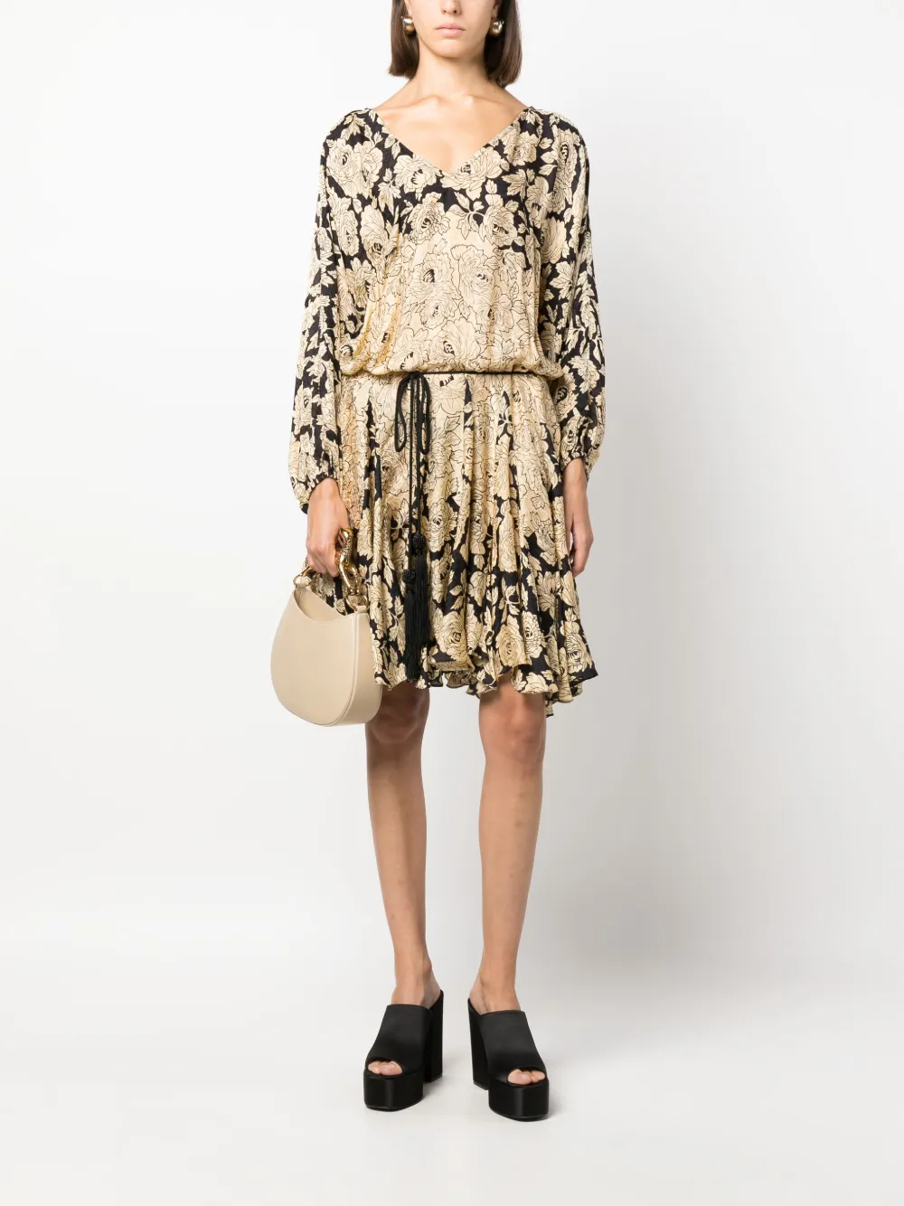 Mes Demoiselles Rose De Damas floral-print minidress - Goud