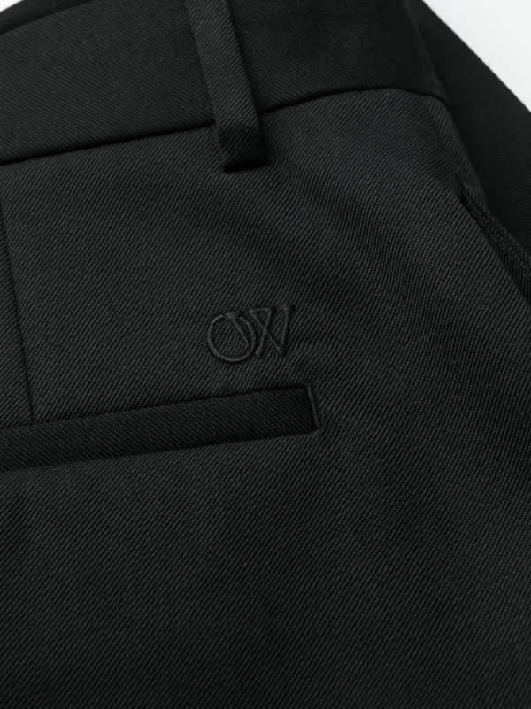 【送料&関税込】Off-White Pants In Black Wool Off-White straight-leg Wool Trousers | Black | FARFETCH