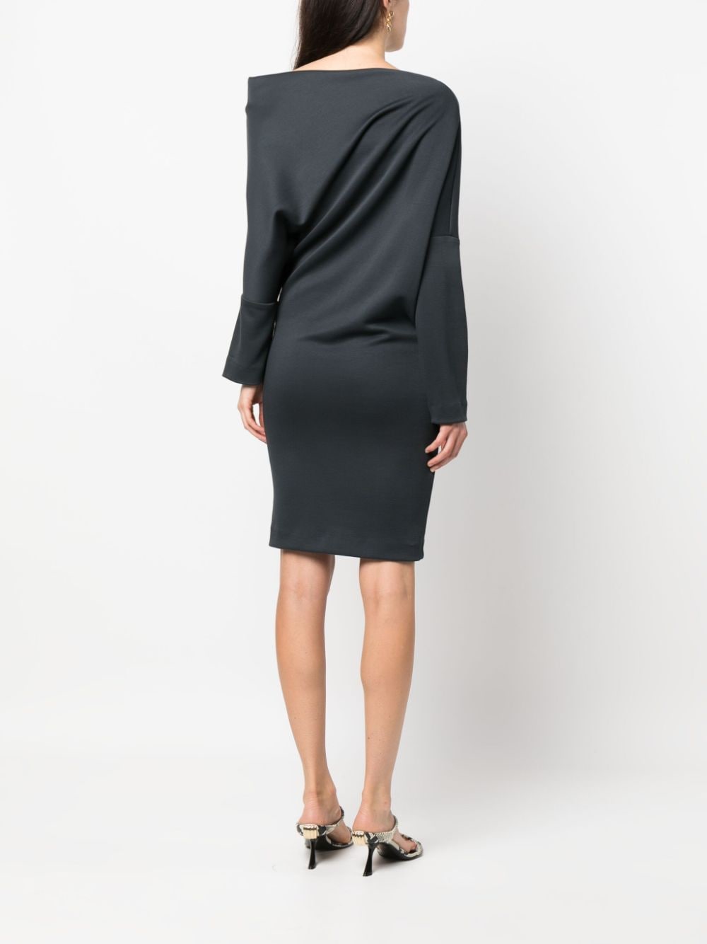 Shop Gianluca Capannolo Asymmetrical Boat Neck Dress In Grey