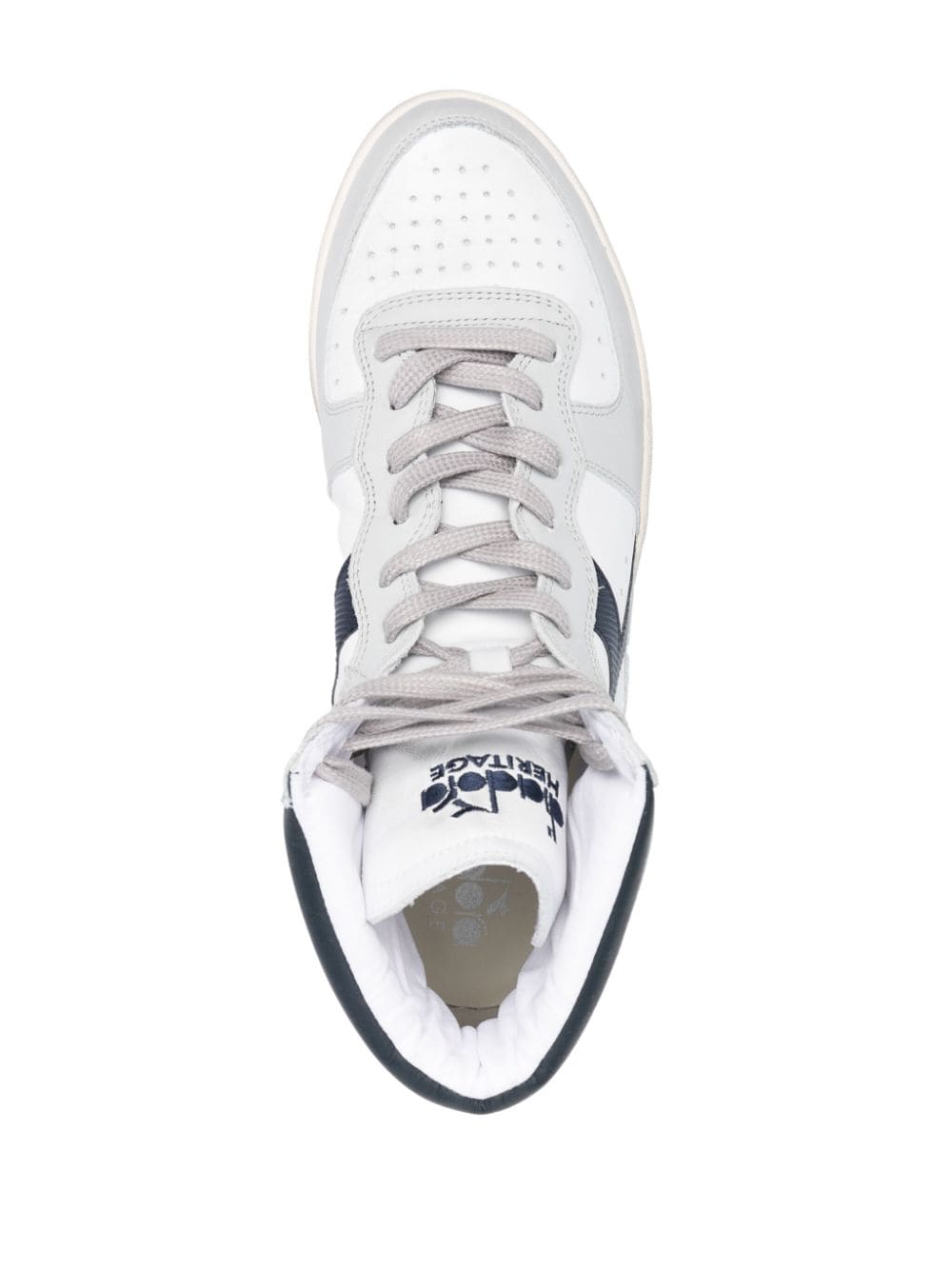 Shop Diadora Mi Basket Used Leather Sneakers In White