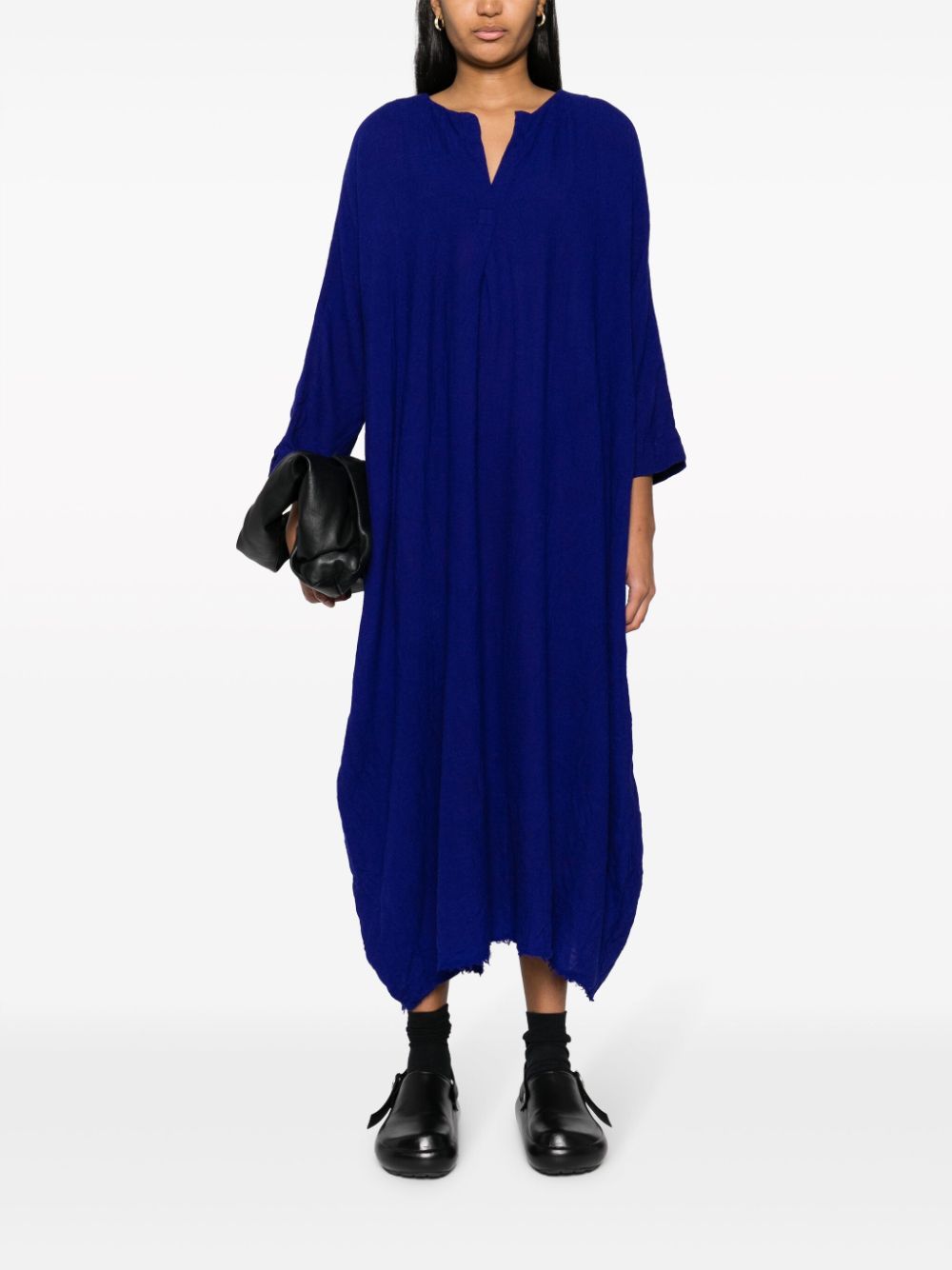 Daniela Gregis raw-edge V-neck shirtdress - Blauw