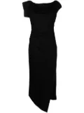 Del Core asymmetric ruched midi dress - Black