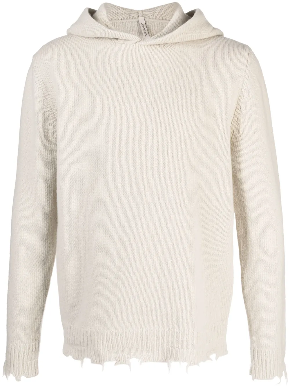 Giorgio Brato distressed-effect knitted hoodie Beige