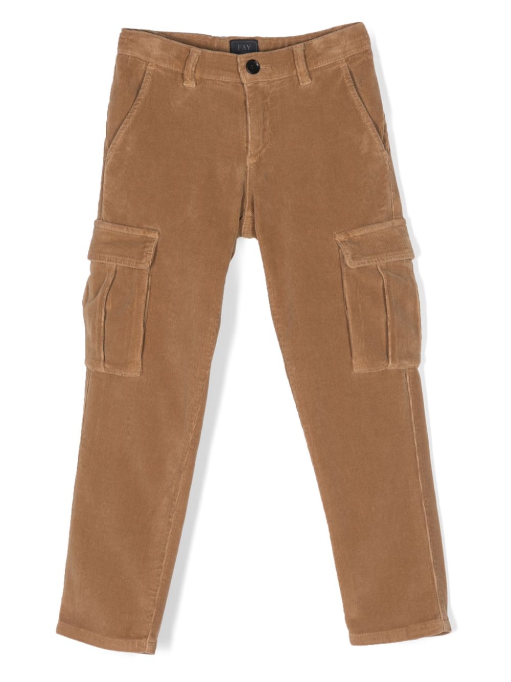 fay kids pantalon droit à poches cargo - marron