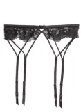 Fleur Du Mal Sequin Violet floral-lace garter belt - Black
