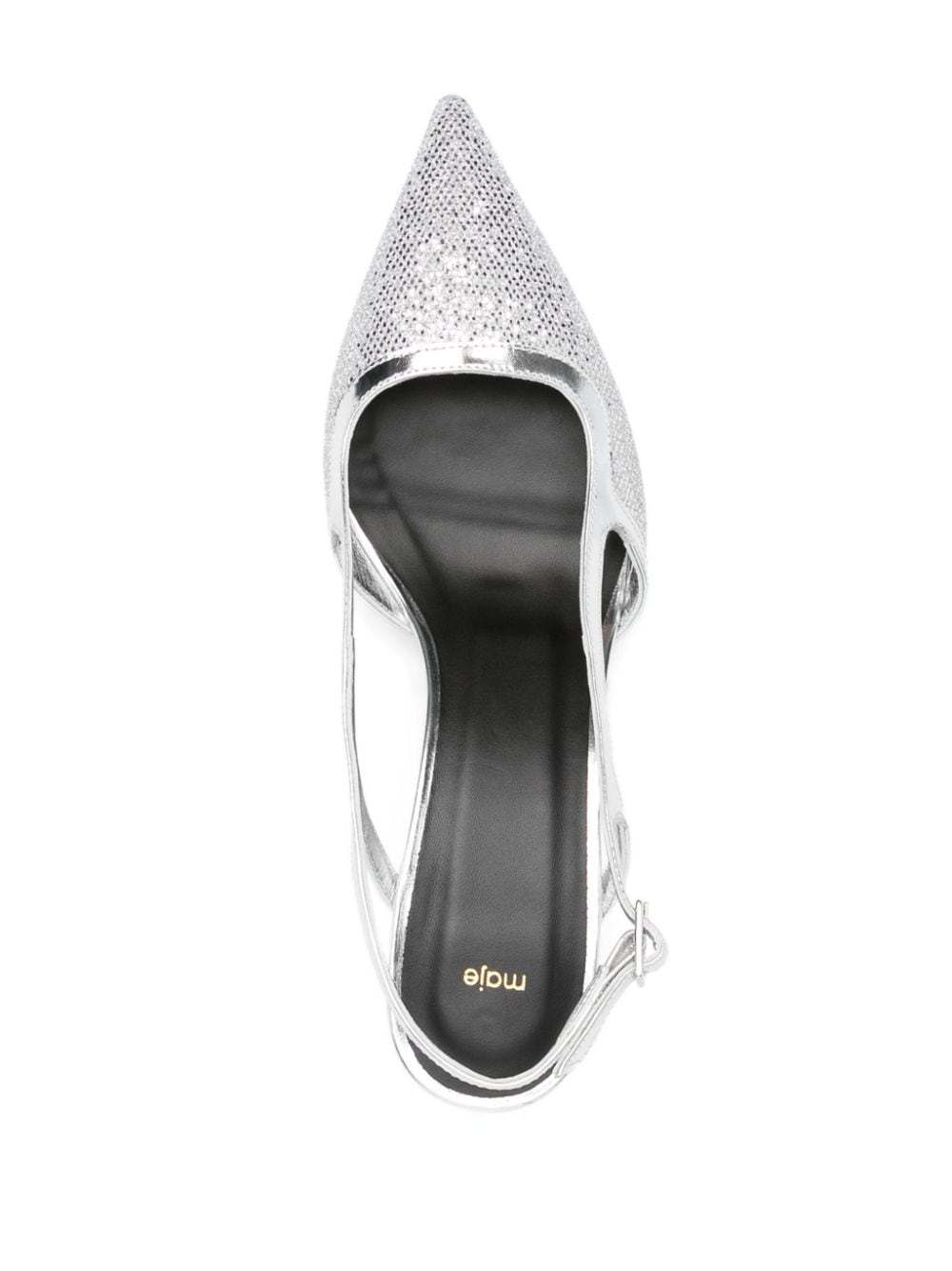 Shop Maje 55mm Pointed-toe Slingback Pumps In Silver