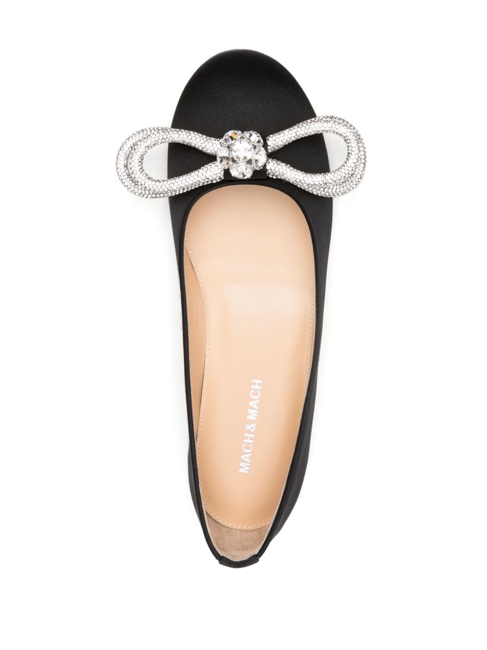 Shop Mach & Mach Double Bow Satin Ballerina Shoes In Black