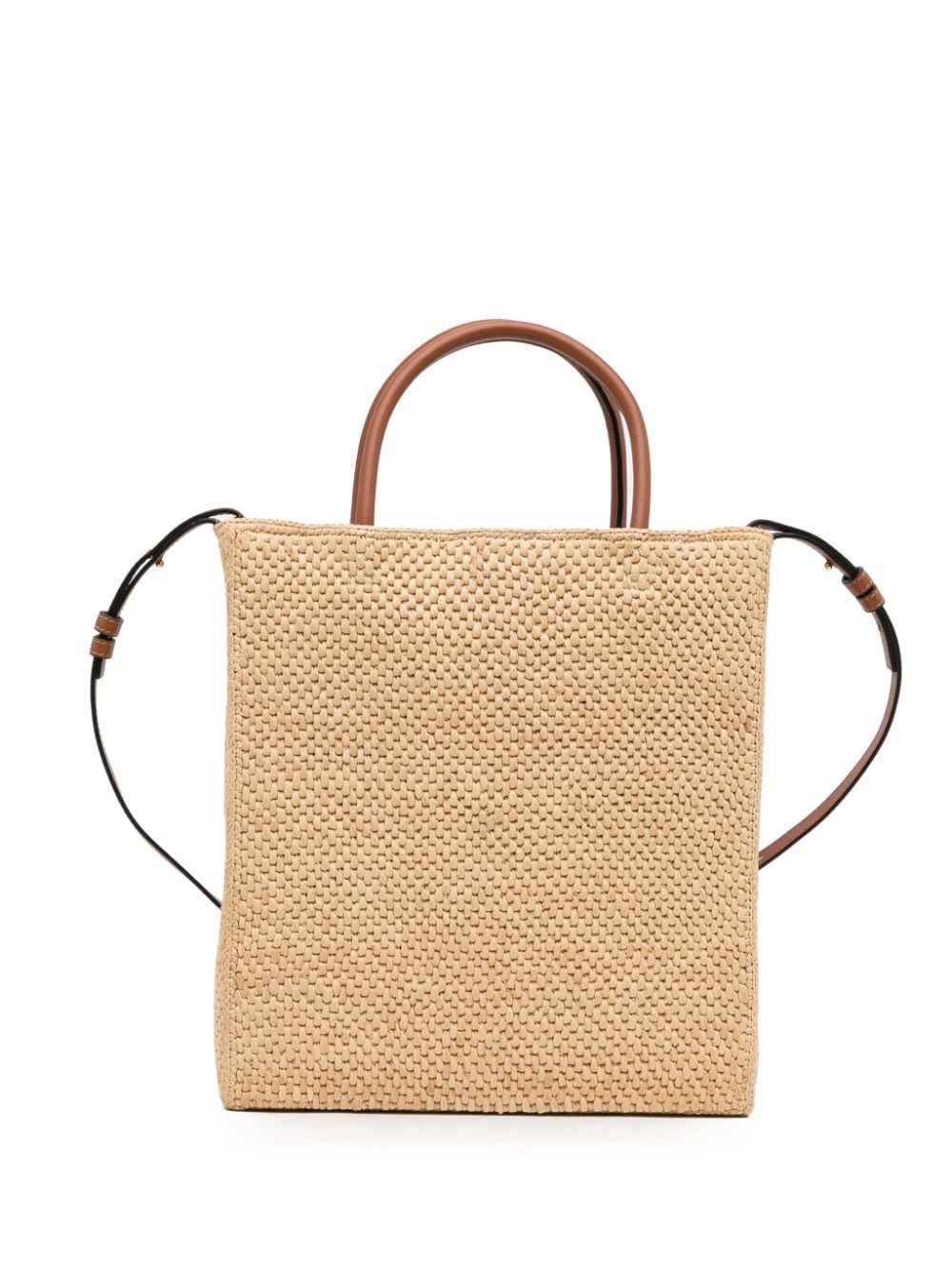 LOEWE logo-embroidered raffia tote bag - Beige