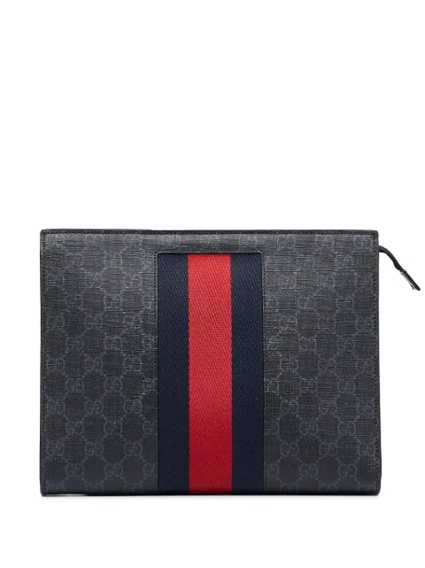 Gucci Pre-Owned GG Supreme web-stripe clutch bag