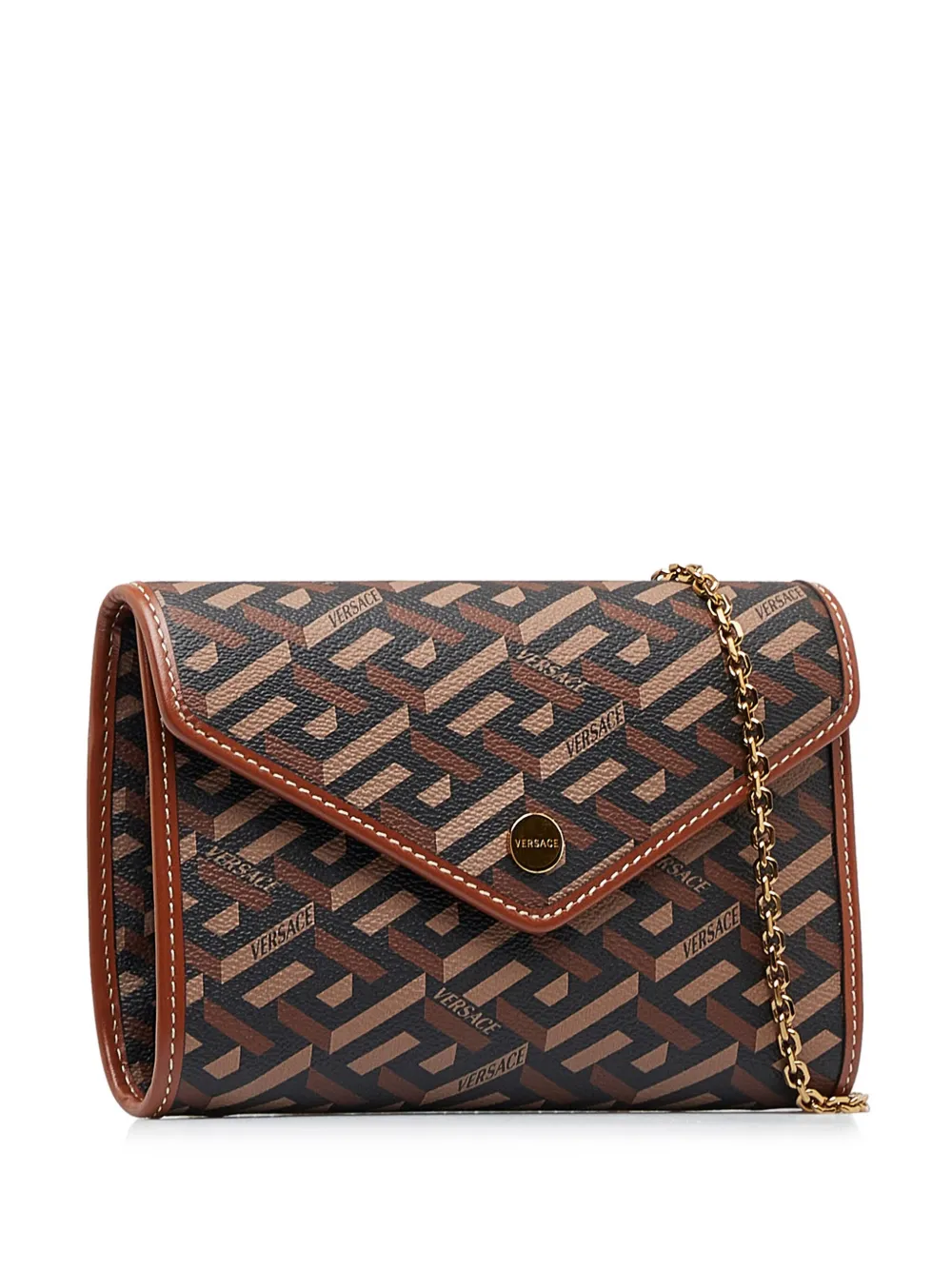 Versace Pre-Owned - La Greca crossbody bag - women - Fabric - One Size - Brown 2