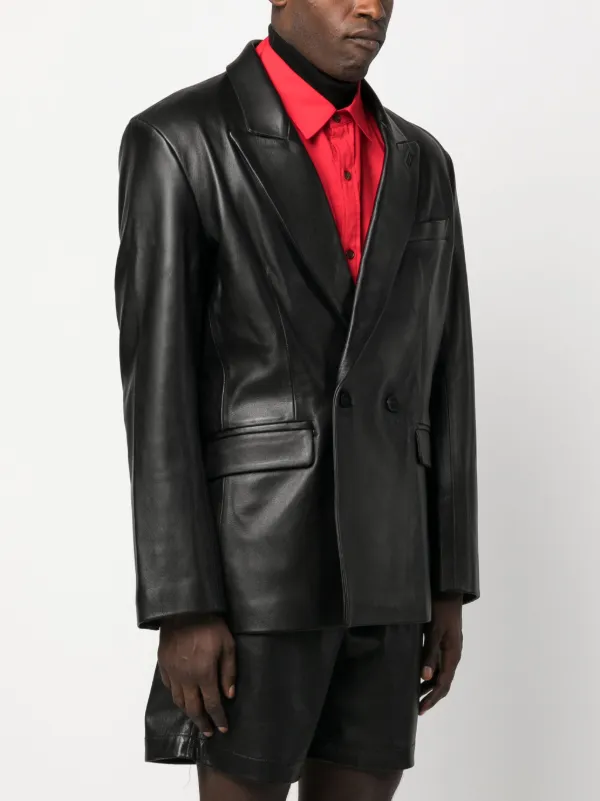 Ernest W. Baker double-breasted Leather Blazer - Farfetch