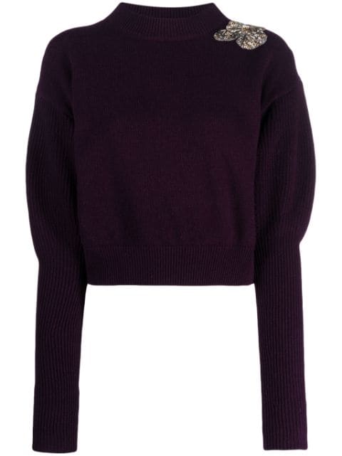 Alexander McQueen crystal-embellished wool-cashmere jumper