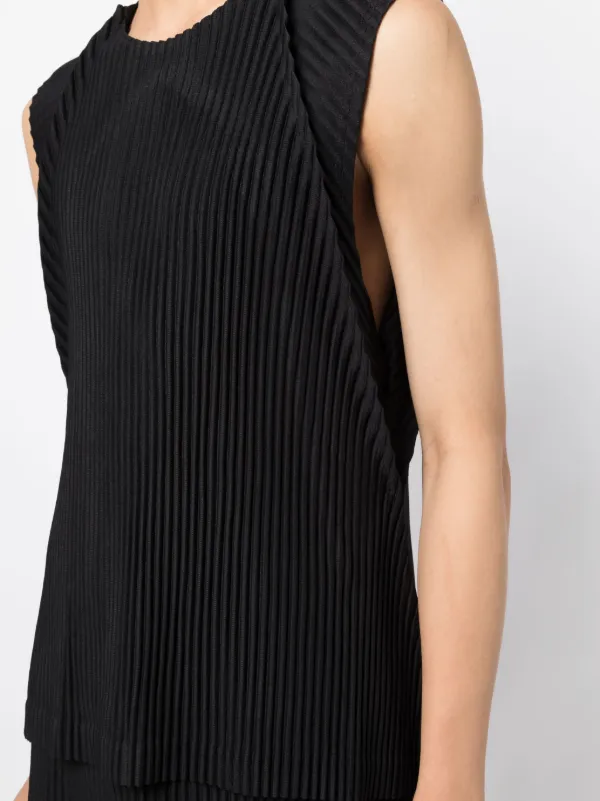 Homme Plisse Issey Miyake Black Pleated Tank Top Homme Plisse Issey Miyake