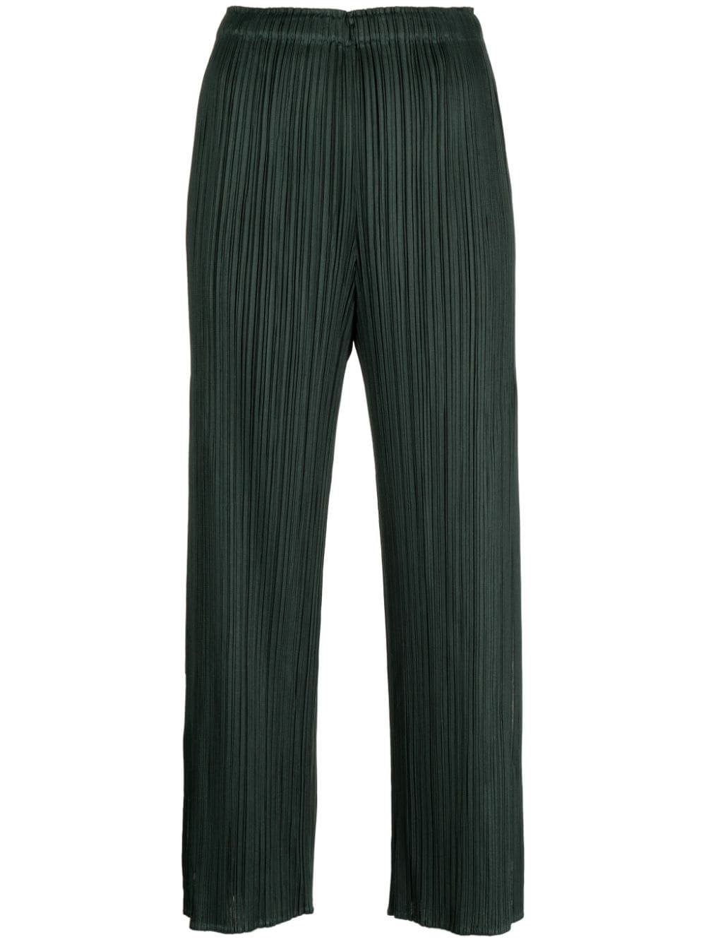 Issey Miyake Pleated Cropped Trousers In Green