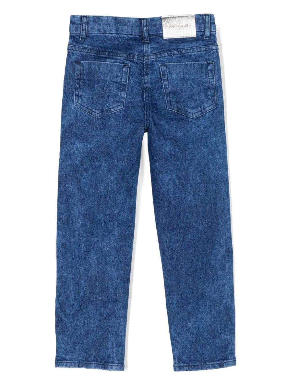 Shop Monnalisa Logo-embroidered Straight-leg Jeans In Blue