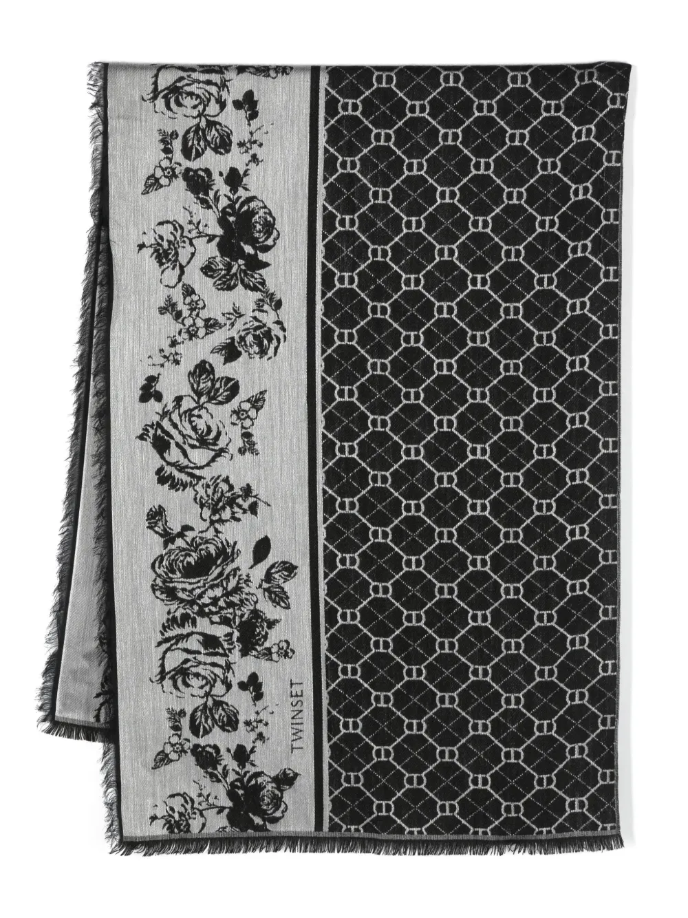 graphic-print knitted scarf