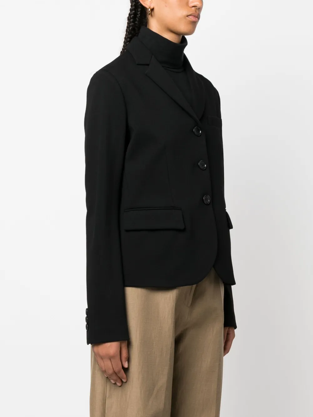 Aspesi Cropped Three-button Blazer In Black