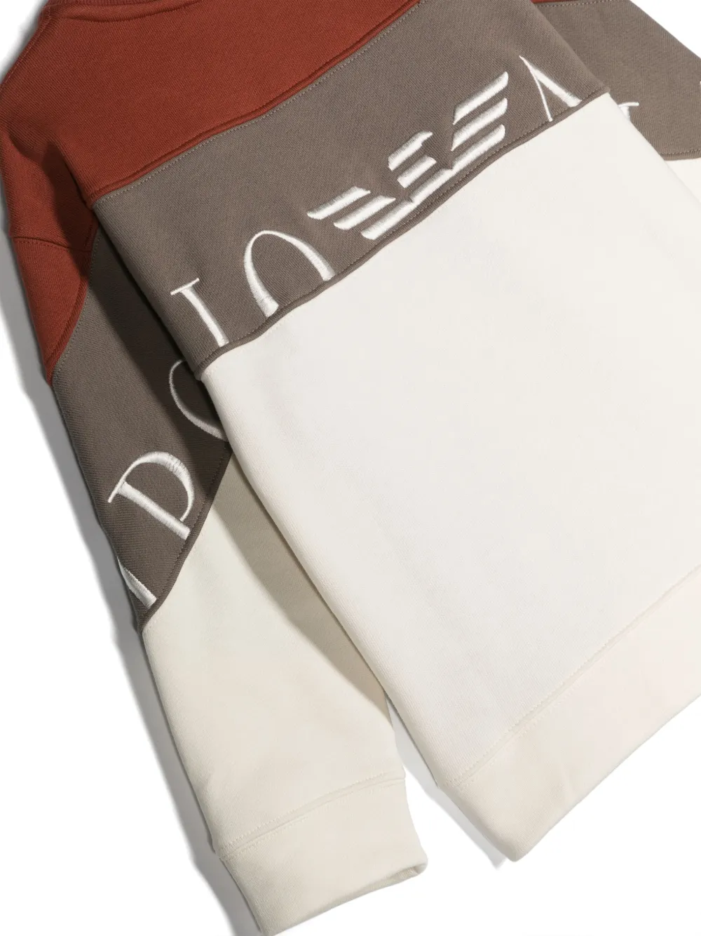 Emporio Armani Logo-embroidered Colour-block Sweatshirt In Brown