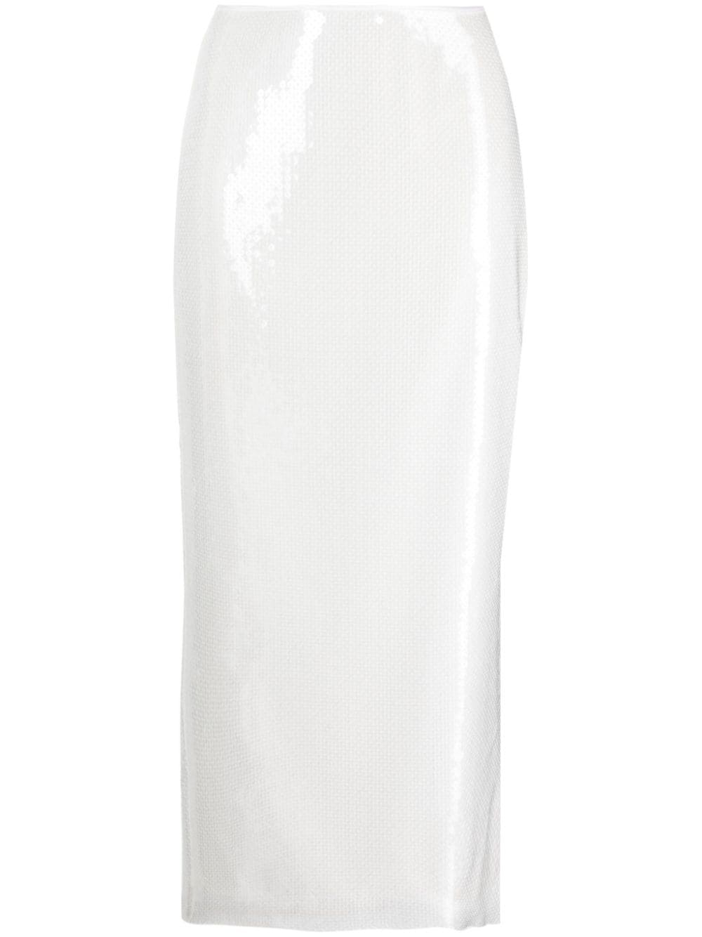 David Koma Sequin-embellished Midi Skirt In White