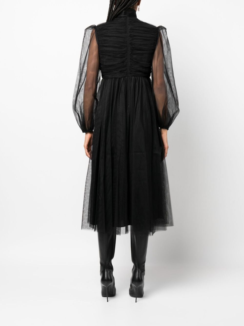 Shop Zimmermann Tulle Midi Dress In Black