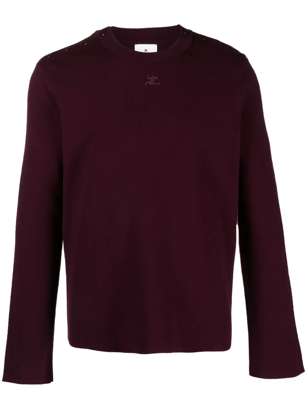 Courrèges Fine-knit Logo-patch Sweatshirt In Red