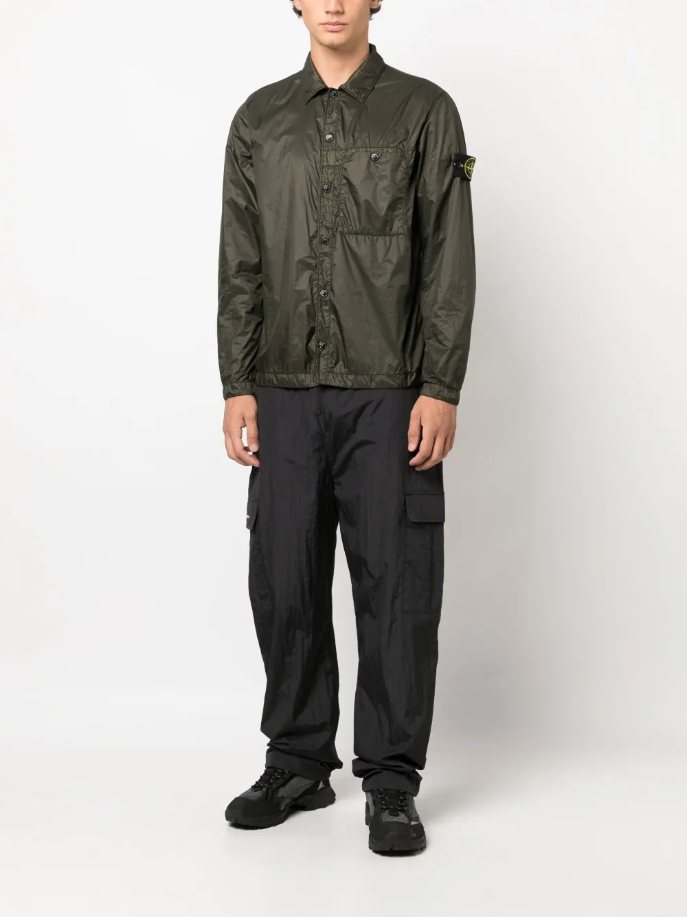 Stone Island Compass-motif shirt jacket - Groen