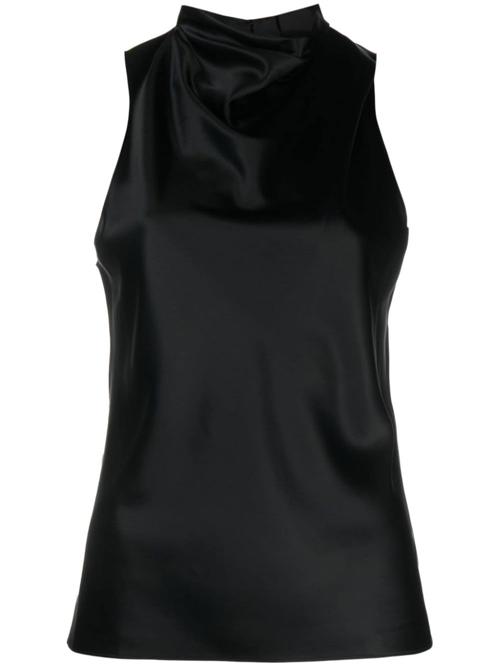 Shop Theory High-neck Satin Tank Top In Black